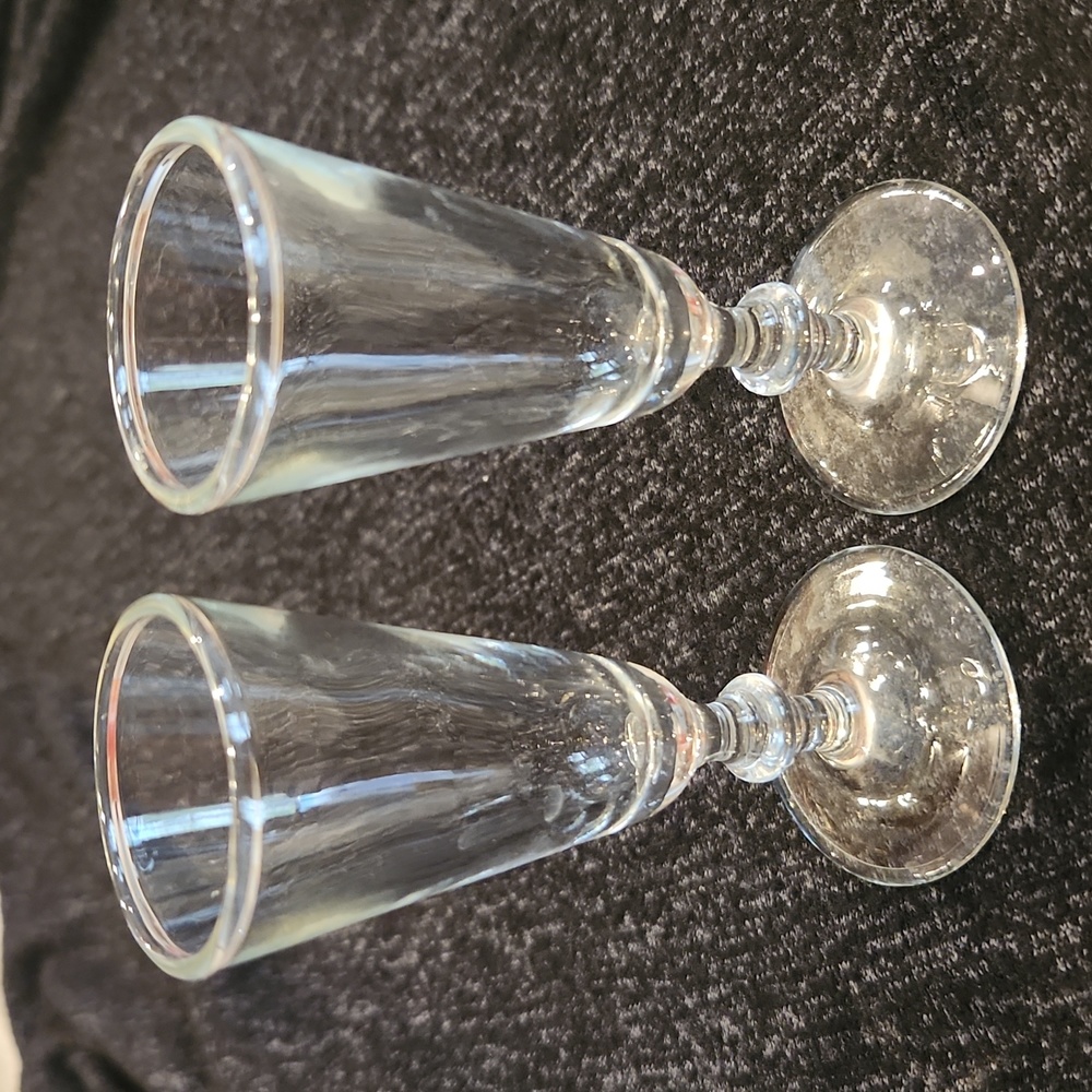 Vintage Stem Flute Shot Cordial Glasses  Pair, 2 glasses